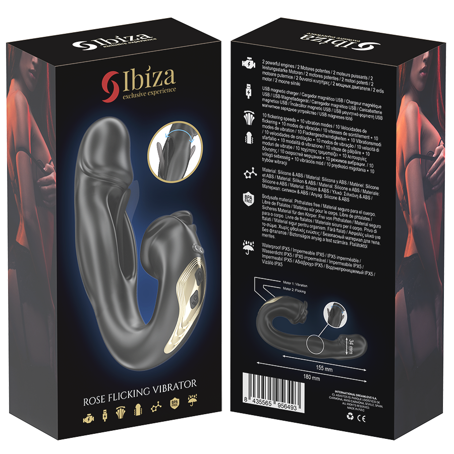 IBIZA - ROSE VIBRATOR FLICKING EFFECT AND CLIT STIMULATOR