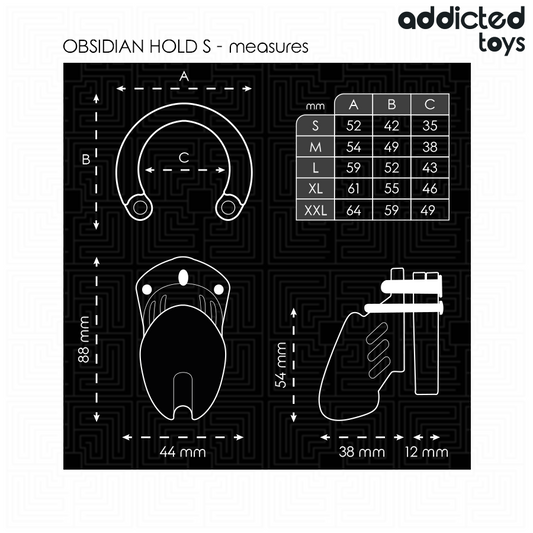 ADDICTED TOYS LOCKED - OBSIDIAN HOLD PENIS CAGE SIZE S
