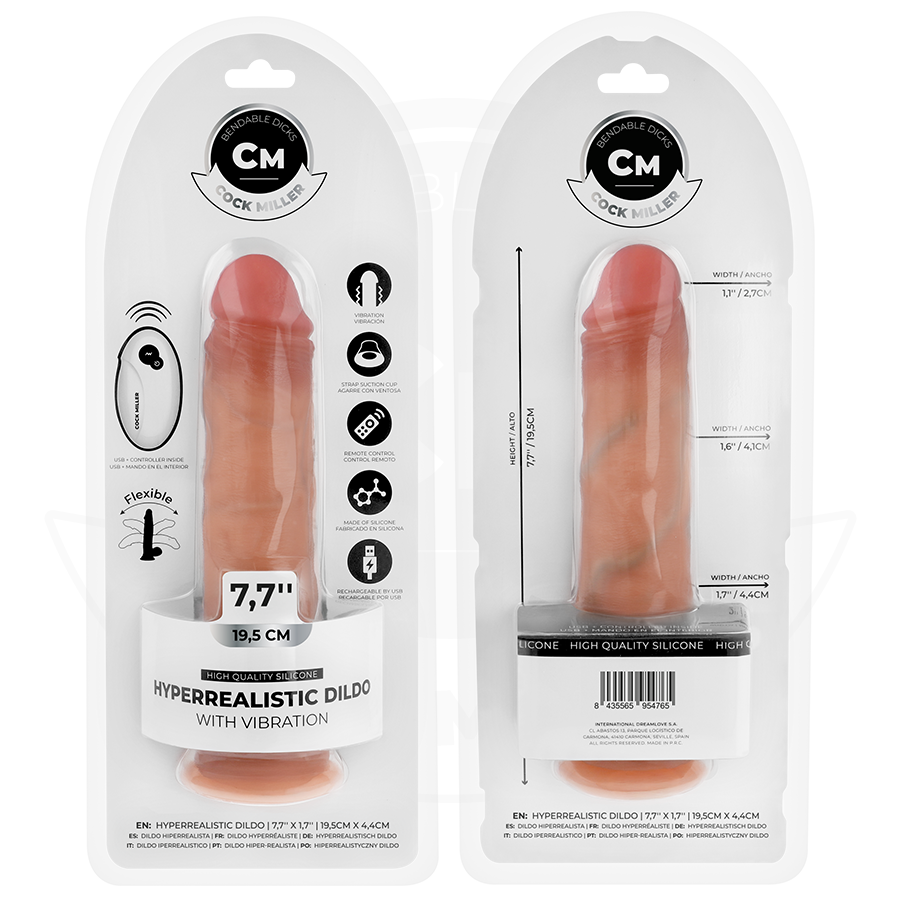 COCK MILLER - REALISTIC DILDO WITH SUCTION CUP AND REMOTE CONTROL VIBRATION 19.5 CM